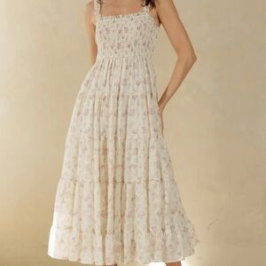 Worth Collective Midi Dress in Floral Cream